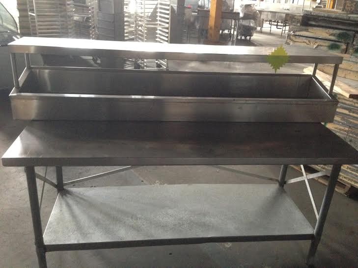 79"x34"x50" STAINLESS STEEL TABLE WITH TOP COMPARTMENT