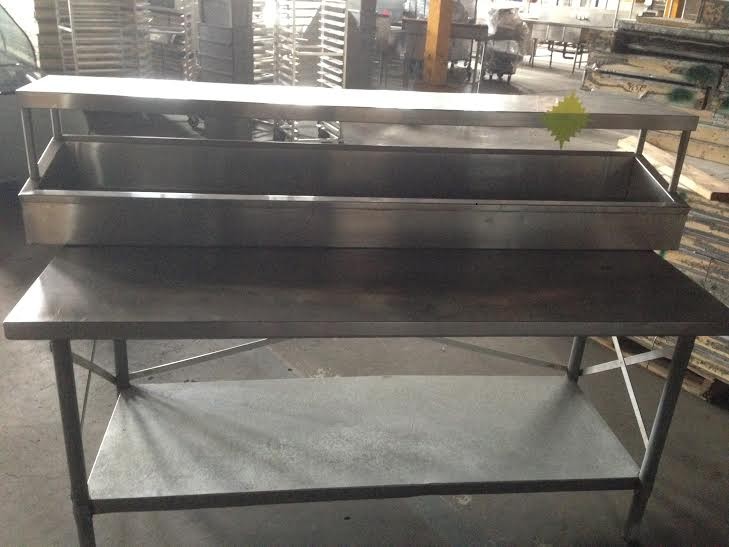 79"x34"x50" STAINLESS STEEL TABLE WITH TOP COMPARTMENT