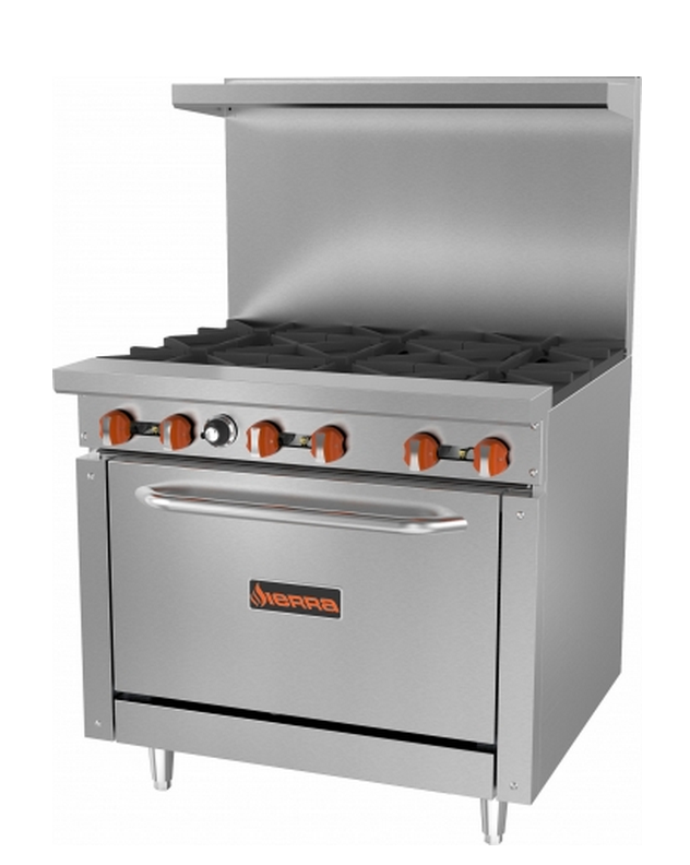 SIERRA SR-6-36   6-BURNER RANGE WITH OVEN 